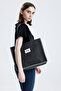 Black Moyen Waxed Canvas Tote Bag Waxed Canvas Women's Shoulder Bag - 2