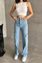 Women's Palazzo Ice Blue Denim Cargo Pocket Trousers