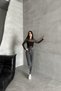 Women's Elastic Waist Wide Leg Mom Smoked Jeans - 3