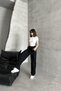 Women's Loose Wide Leg Baggy Fit Black Denim Trousers - 3