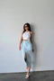 Women's Stoned Slit Ice Blue Tight Long Denim Skirt - 2