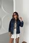 Women's Seasonal Tight Navy Denim Jacket with Stitching Detail - 3