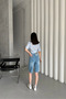Women's Jeans Knee Length Midi Summer Loose Blue Denim Shorts - 5