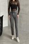 Women's Elastic Waist Wide Leg Mom Smoked Jeans