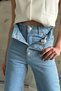 Women's Jeans Double Pants High Waist Wide Leg Palazzo Ice Blue Jeans - 3