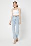 Women's Inside Slit Mom Fit Blue Jeans Trousers - 4