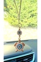 Gilded White Turtle Metal Evil Eye Beaded Car Mirror Ornament Car Charm Evil Eye Protection
