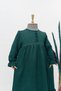 Girl's Linen Dress - Mihri Model Long Hijab Dress Emerald - 7