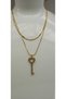 Steel Non-Tarnish Zircon Stone Gold Key Necklace - 3