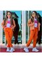 Girl's Orange Denim Jacket / Orange Denim Trousers / Printed T-Shirt 3-Piece Combination - Festive - Seasonal