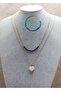 Special Design Original Sapphire Stone Gold Steel Chain Necklace Set with Heart - 8