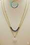 Special Design Original Sapphire Stone Gold Steel Chain Necklace Set with Heart - 4