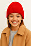 Red Wool Children's Beanie with Red Glitter Heart Figure and Punch Detail - 3