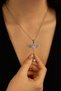 Women's Stainless Steel Necklace with Moving Wings and Pink Stone Angel Figure - 2