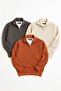 Pack of 3 Men's Corded Fabric Half-Zip Collar Detail Knit Sweater in Smoke, Beige, Terracotta