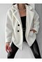 Women's Unlined Plush Ecru Winter Coat - 3