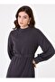 Medina Silk Hijab Dress with Belt Detail - Anthracite - - 3