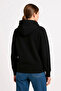 Women's Black Three Thread Hooded Kangaroo Pocket Sweatshirt Hoodie - 2