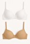 Padded Underwire Bow Bra Set of 2, White, Nude – Stylish and Comfortable