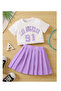 Pleated Skirt Printed Girl's Suit - 2