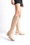Women's Below the Knee Nut Heeled Shiny Detailed Zippered Leather Look Long Boots - 3