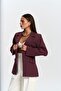 Anisah Waist Fitted Burgundy Blazer - 4
