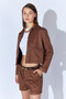 Women's Suede Shorts with Self-Belt - Mink |   Mkw674992-01 - 4
