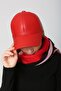 Red Faux Leather Cap Women's Hat - 5
