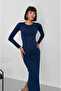 Cindy Slit Long Sleeve Crew Neck Slim Fit Maxi Dress - 2