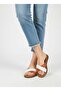 Women's Red and White Genuine Leather Cross Strap Slippers