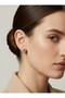 HONEY COLOR STONE SILVER HEART EARRING