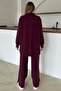 Premium Fabric Casual Sweat Pants Set with Metal Accessories Bordo 9372-Tk - 8