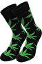 Black Mari Leaf Patterned Tennis Sports Socks - 2