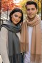 Unisex Soft Textured Tasseled Winter Boucle Scarf Shawl Set of 2