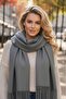 Unisex Soft Textured Tasseled Winter Boucle Scarf Shawl Set of 2 - 6