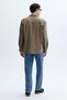 Men's Mink Color Regular Fit Velvet Textured Long Sleeve Shirt - 2