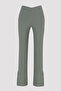 Khaki High Waist Jean Look Flare Flared Leg Trousers - 4