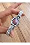 Retro Cord Design Stylish Stone Dial Women's Wristwatch - 3