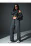 Women's Lace-Up Gray Rib Fabric Striped Loose Leg Casual Sweatpants - 7