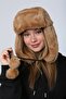 Camel Faux Fur Plush Women's Beret Hat with Earmuffs - 2