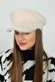 Beige Soft Textured Plush Cap Women's Hat - 4