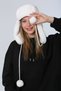 Ecru Faux Fur Plush Women's Beret Hat with Earmuffs - 5