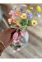 Set of 2 Cherry Tulip Figured Fiber Dogulu Pastel Satin Bow Clips - 5