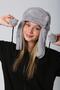 Gray Faux Fur Plush Women's Beret Hat with Earmuffs - 7