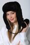 Black Faux Fur Plush Women's Beret Hat with Earmuffs - 4
