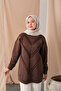 Front V-Neck Detailed Tunic Brown - 4