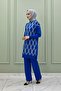 Müjgan knitwear set hijab clothing comfortable winter bottom top double set cobalt blue - 2