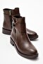 Yan Ribbon Stone Buckle Boots Brown Leather