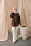 Front V-Neck Detailed Tunic Brown