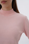 Pink 100% Organic Cotton Half Turtleneck Knit Sweater Knitted Blouse - 6
